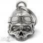 Preview: 3D Totenkopf Biker-Bell mit retro Motorradhelm Ride Bell Glücksglöckchen Geschenk